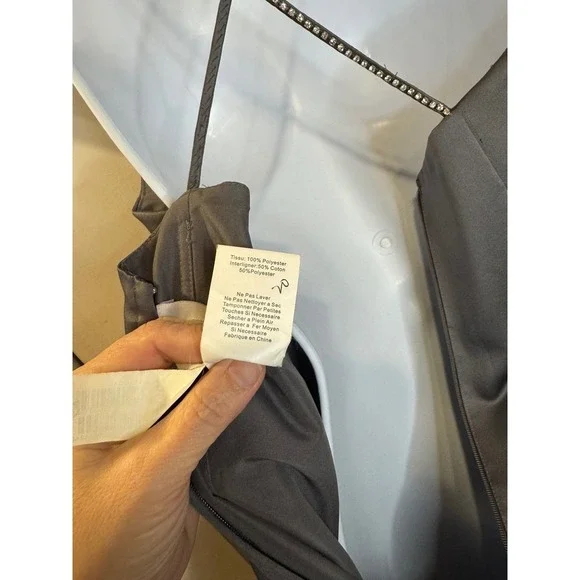 Alfred Angelo Charcoal Satin Embellished rhinestone Strap Dress Size 4 - Picture 6 of 11